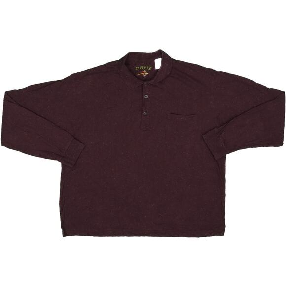 Orvis Rainbow Flecked Polo Long Sleeve Burgundy Knit Shirt XXL - Picture 1 of 3